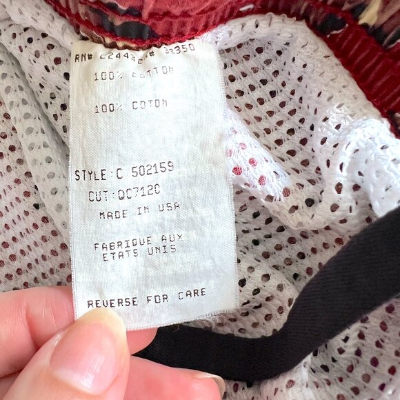 Vintage Style Quiksilver Red Palm Print Cotton Swim Trunks XL - Picture 7 of 9